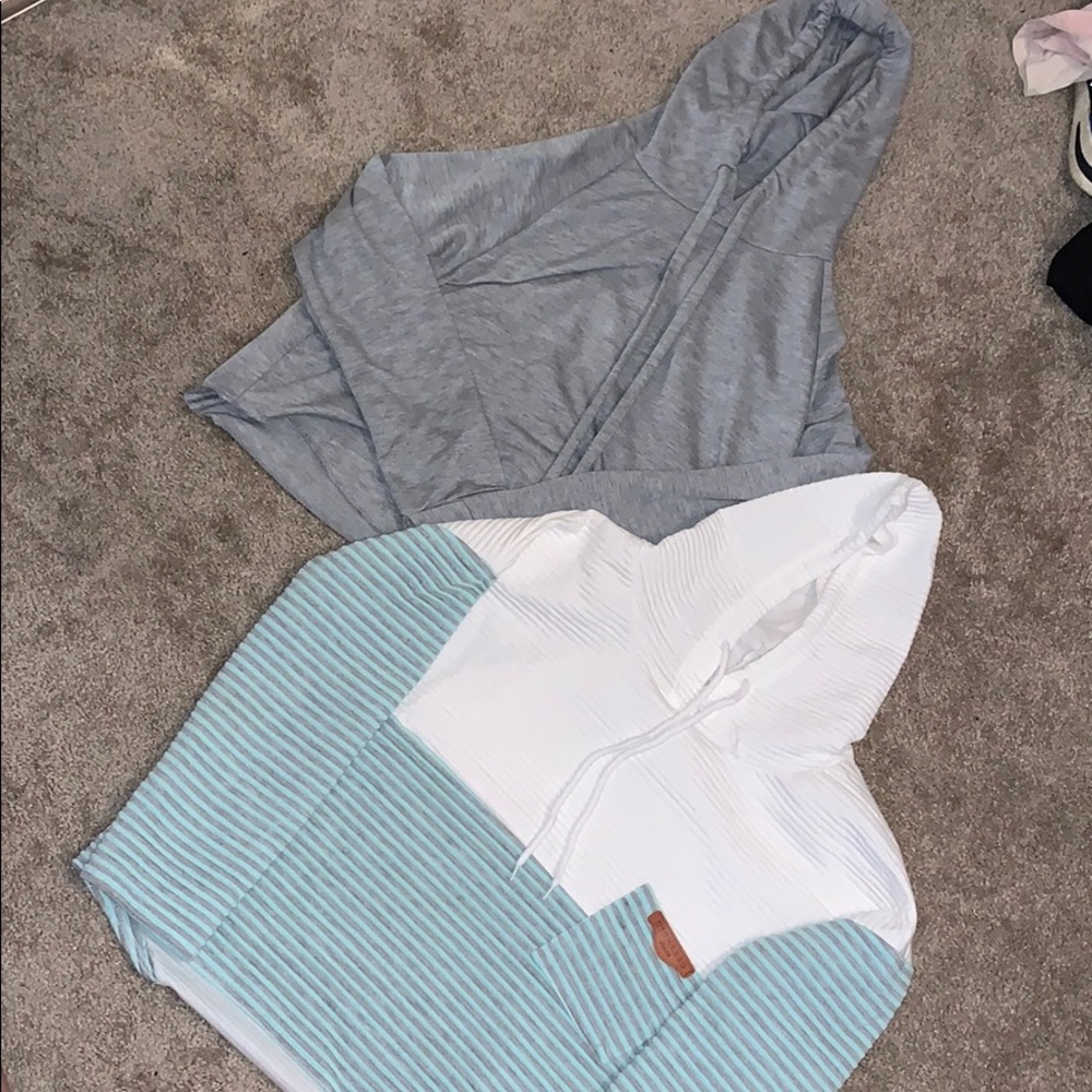 2 cropped sweatshirts